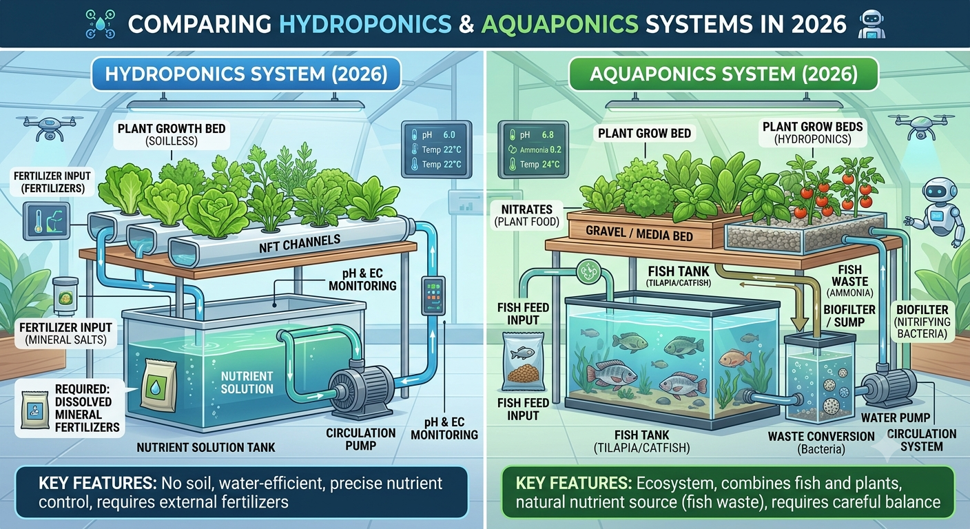 2026 new Hydroponics vs Aquaponics: Key Differences & Best System.